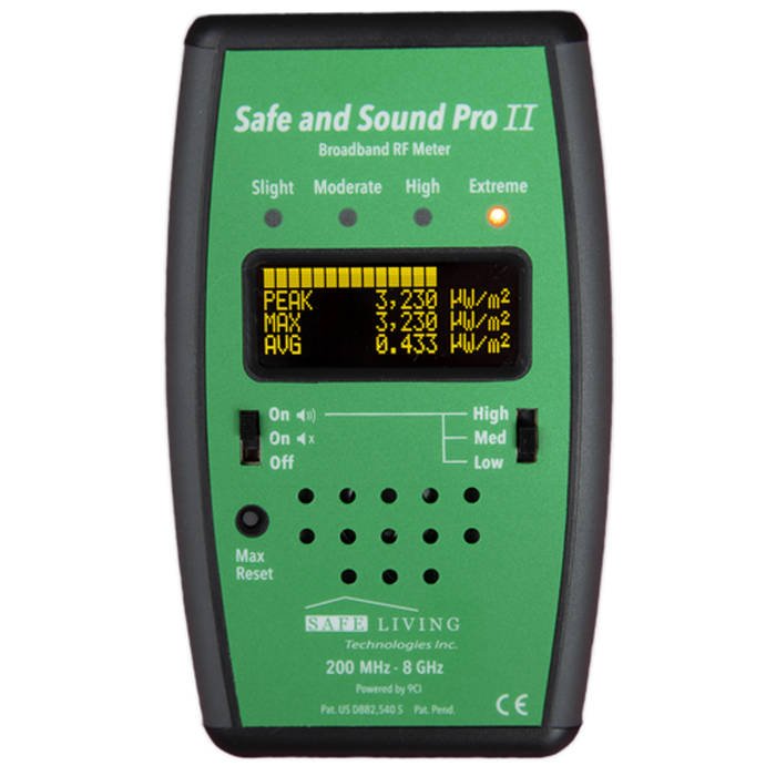 Safe and Sound Pro II RF Meter – Front View
