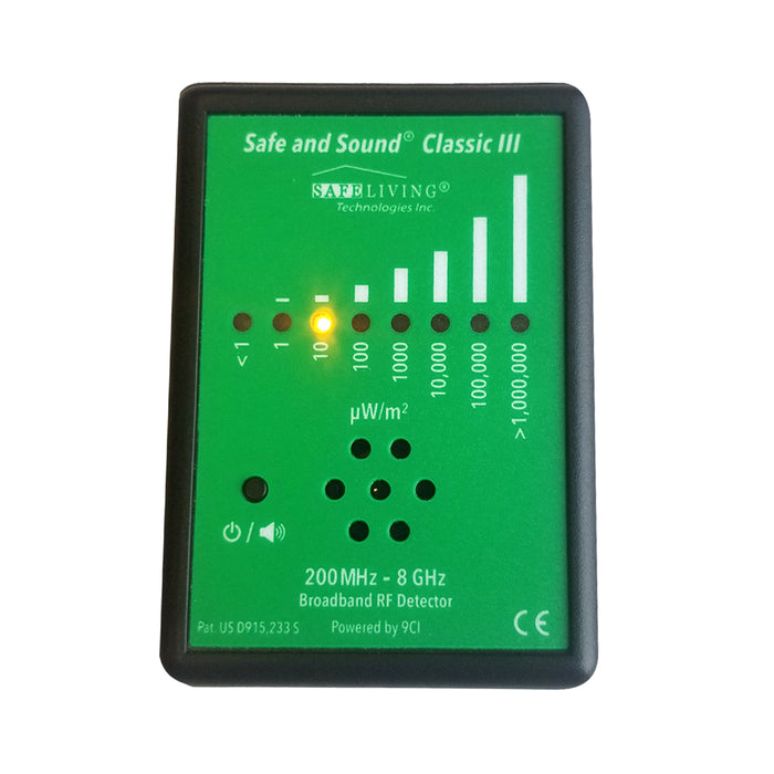 Safe and Sound Classic III showing RF detection LEDs
